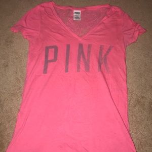 PINK lace back tee